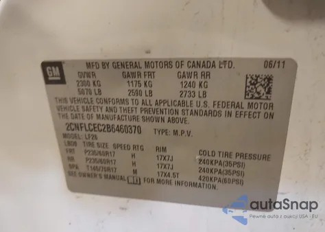 2011 Chevrolet Equinox Ls from USA, damaged, VIN 2CNFLCEC2B6460370